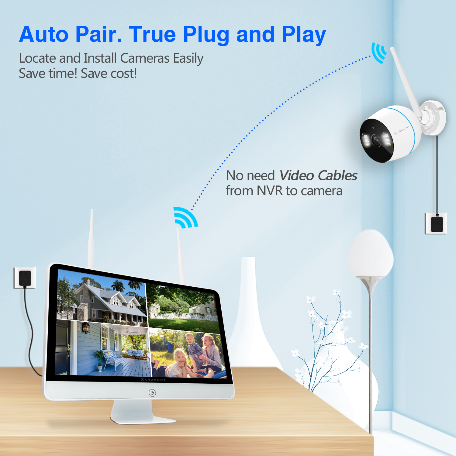 True wireless security camera clearance system